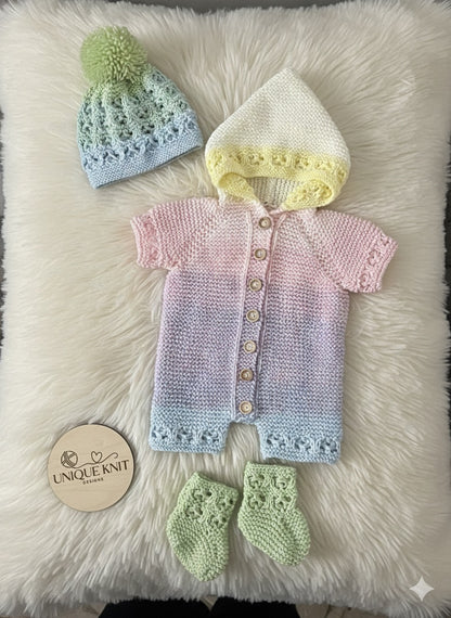 "Rainbow” Multi Piece set knitting pattern for reborn doll 16-22" or 0-3 month old baby