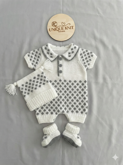 "Meadow” Romper and Dress set Knitting pattern for Reborn doll 16 -22” or 0-3 Mth Old Baby