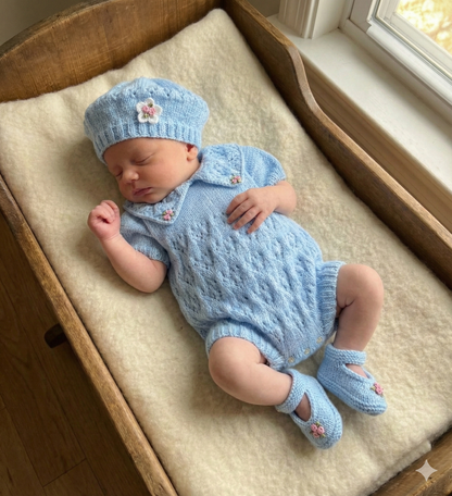 "Lillies ” Romper Knitting pattern for Reborn doll 16 -22” or 0-3 Mth Old Baby