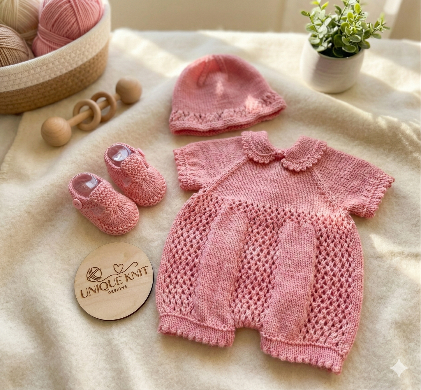 "Clover” Romper Knitting pattern for Reborn doll 16 -22” or 0-3 Mth Old Baby