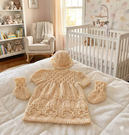 "Clementine” Dress Set Knitting pattern for Reborn doll 16 -22” or 0-3 Mth Old Baby