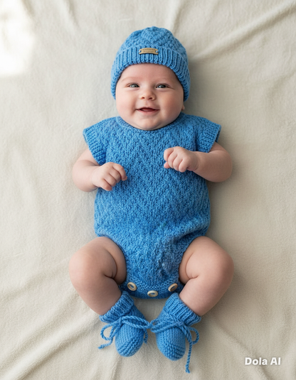 "Neptune” Romper Knitting pattern for Reborn doll 16 -22” or 0-3 Month Old Baby