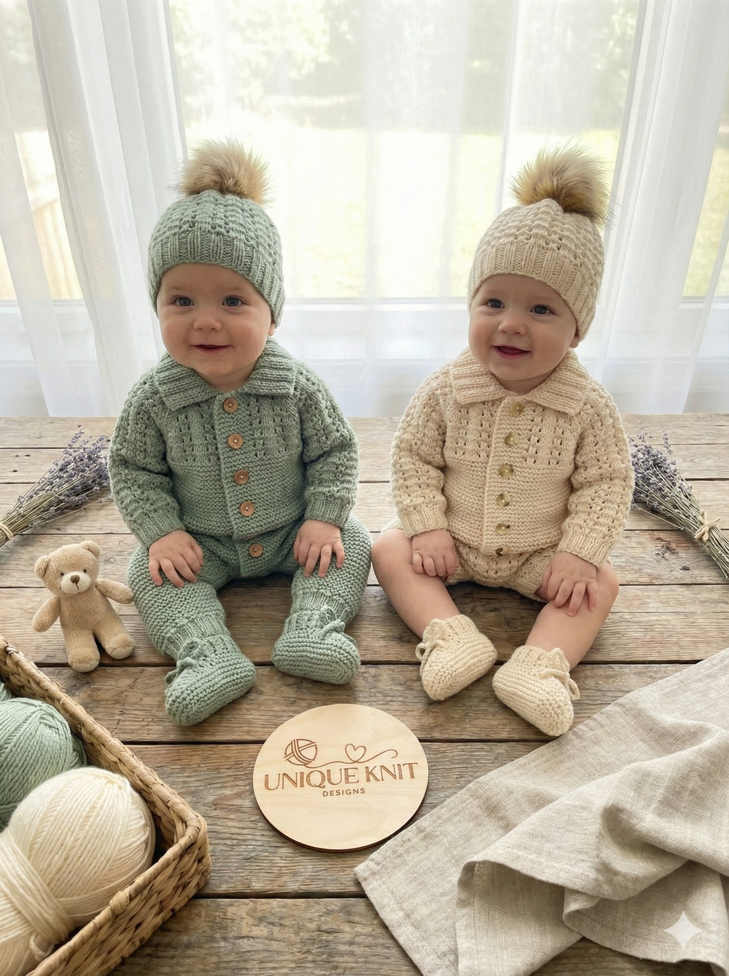 "Biscuit” Multi-piece Knitting pattern for Reborn doll 16 -22” or 0-3 Month Old Baby
