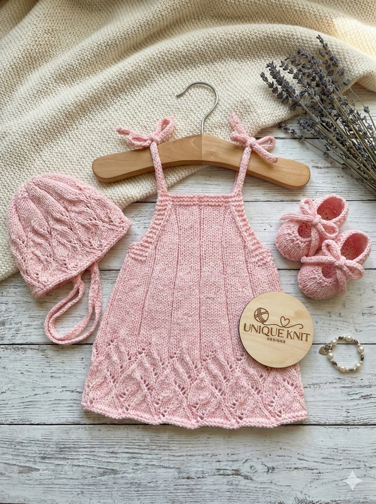 "Elderflower” Dress Knitting pattern for Reborn doll 16 -22” or 0-3 Month Old Baby