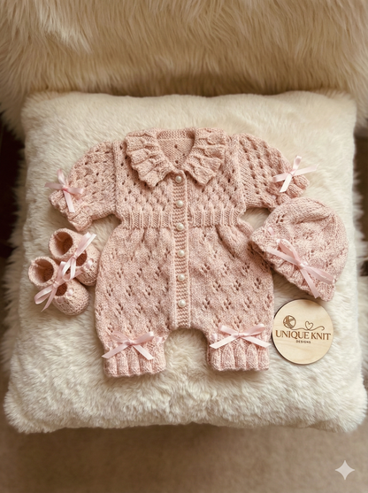 "Blossom ” Romper Knitting pattern for Reborn doll 16 -22” or 0-3 Mth Old Baby