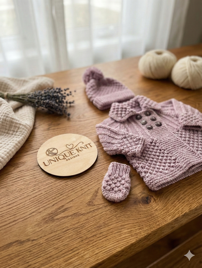 "Enchanted” 3 Piece Coat Set Knitting pattern for Reborn doll 16-22” or 0-3 Month Old Baby