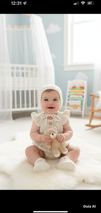 "Treacle” Romper Knitting pattern for Reborn doll 16 -22” or 0-3 Month Old Baby