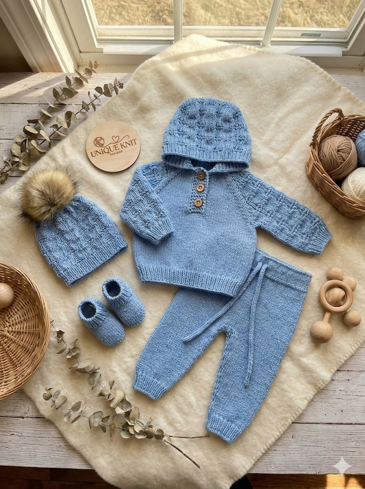 "Dubai” 4 Piece Knitting pattern set for Reborn doll 16 -22” or 0-3 Month Old Baby