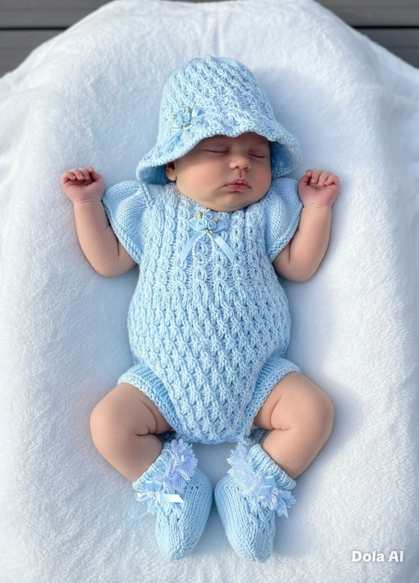 "Ruffle” Romper Knitting pattern for Reborn doll 16 -22” or 0-3 Month Old Baby