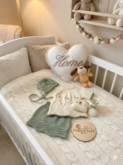 "Willow ” 4 Piece Set Knitting pattern for Reborn doll 16 -22” or 0-3 Mth Old Baby