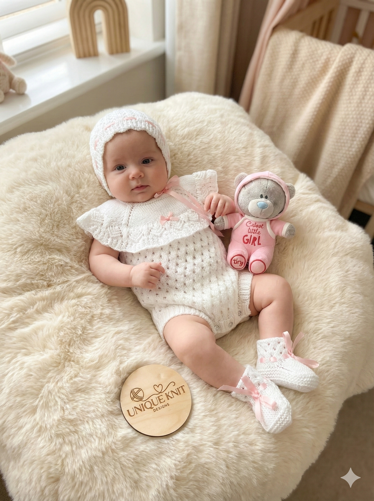 "Crystal” Romper Knitting pattern for Reborn doll 16 -22” or 0-3 Mth Old Baby