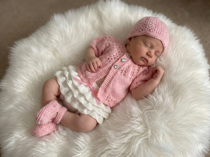 "Amber” cardigan Knitting pattern for Reborn doll 16 -22” or 0-3 Mth Old Baby