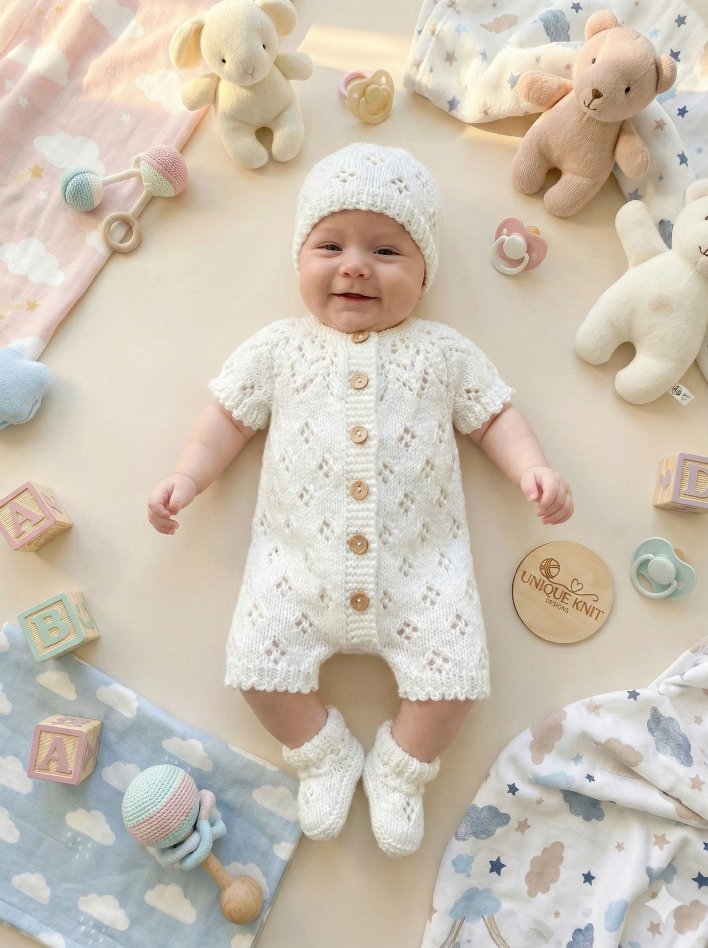 "Snowdrop ” Romper Knitting pattern for Reborn doll 16 -22” or 0-3 Mth Old Baby