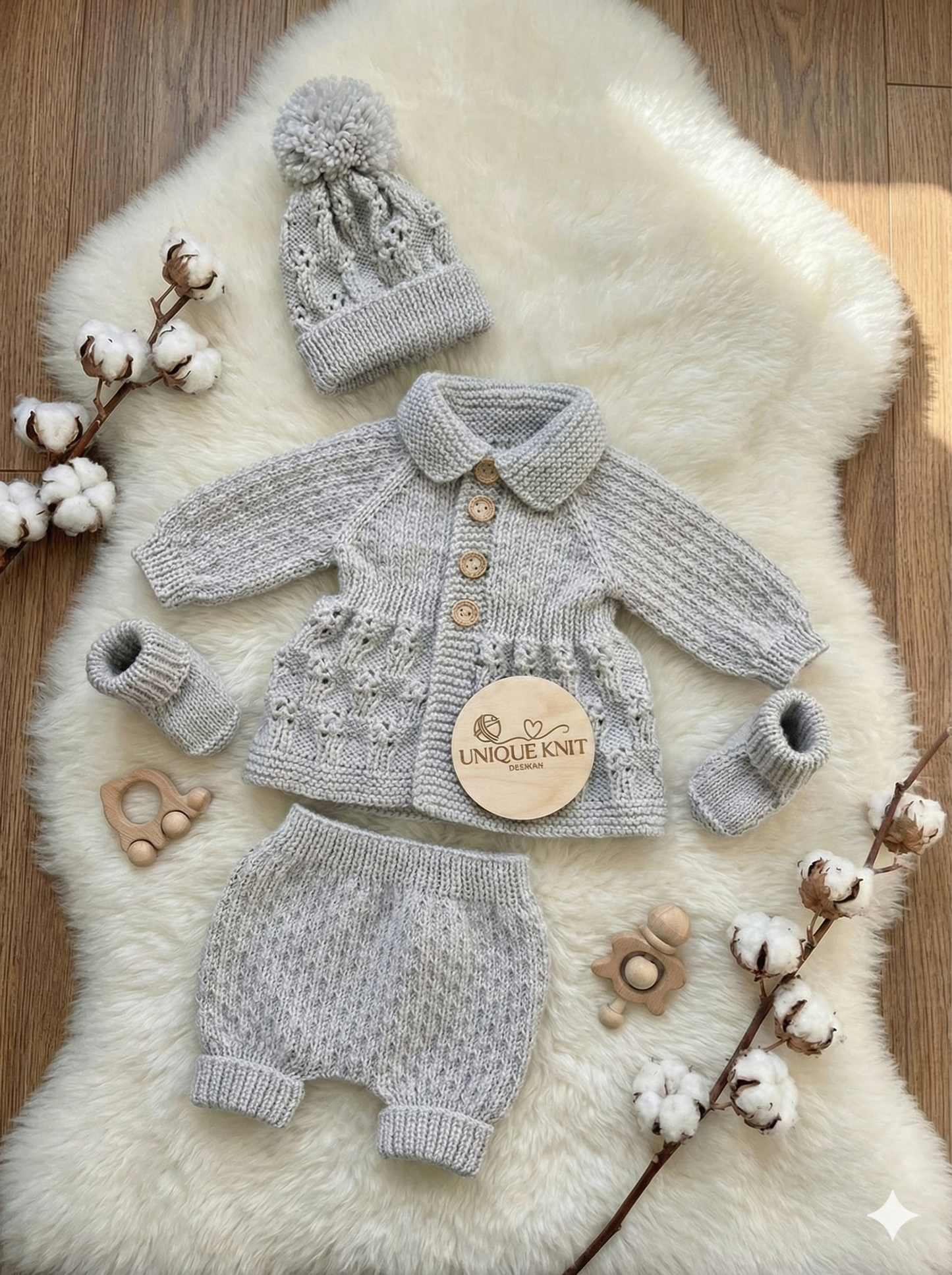 "Blueberry” 5 Piece set knitting pattern for reborn doll 16-22" or 0-3 month old baby