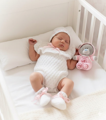 "Crystal” Romper Knitting pattern for Reborn doll 16 -22” or 0-3 Mth Old Baby