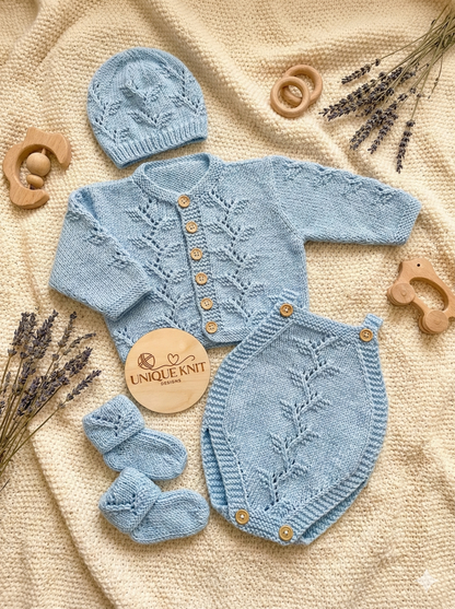 "Sycamore” 4 piece set Knitting pattern for Reborn doll 16 -22” or 0-3 Month Old Baby