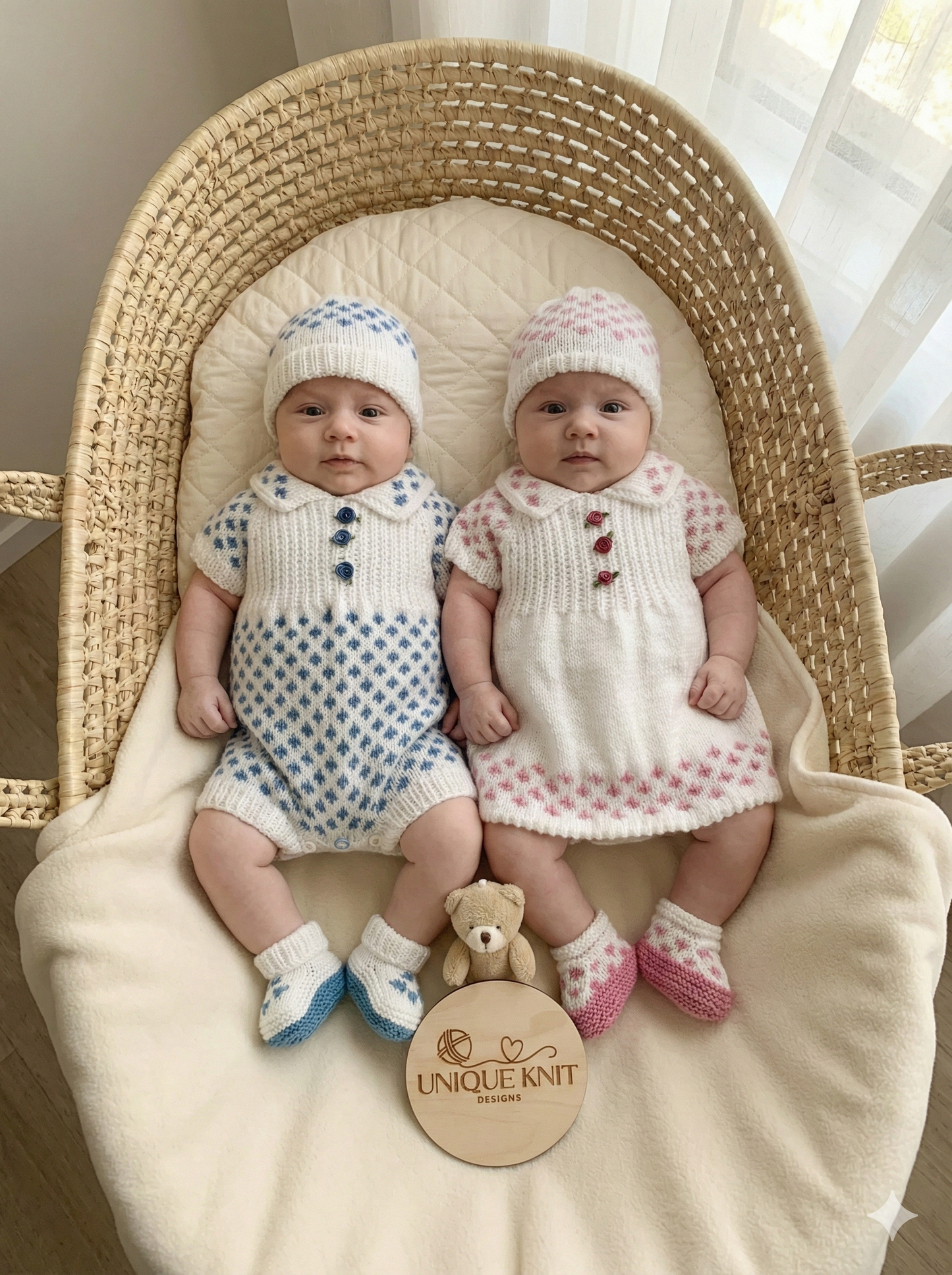"Meadow” Romper and Dress set Knitting pattern for Reborn doll 16 -22” or 0-3 Mth Old Baby