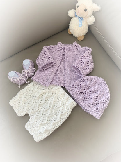 "Ivy” 4 Piece Set Knitting pattern for Reborn doll 16-22” or 0-3 Month Old Baby