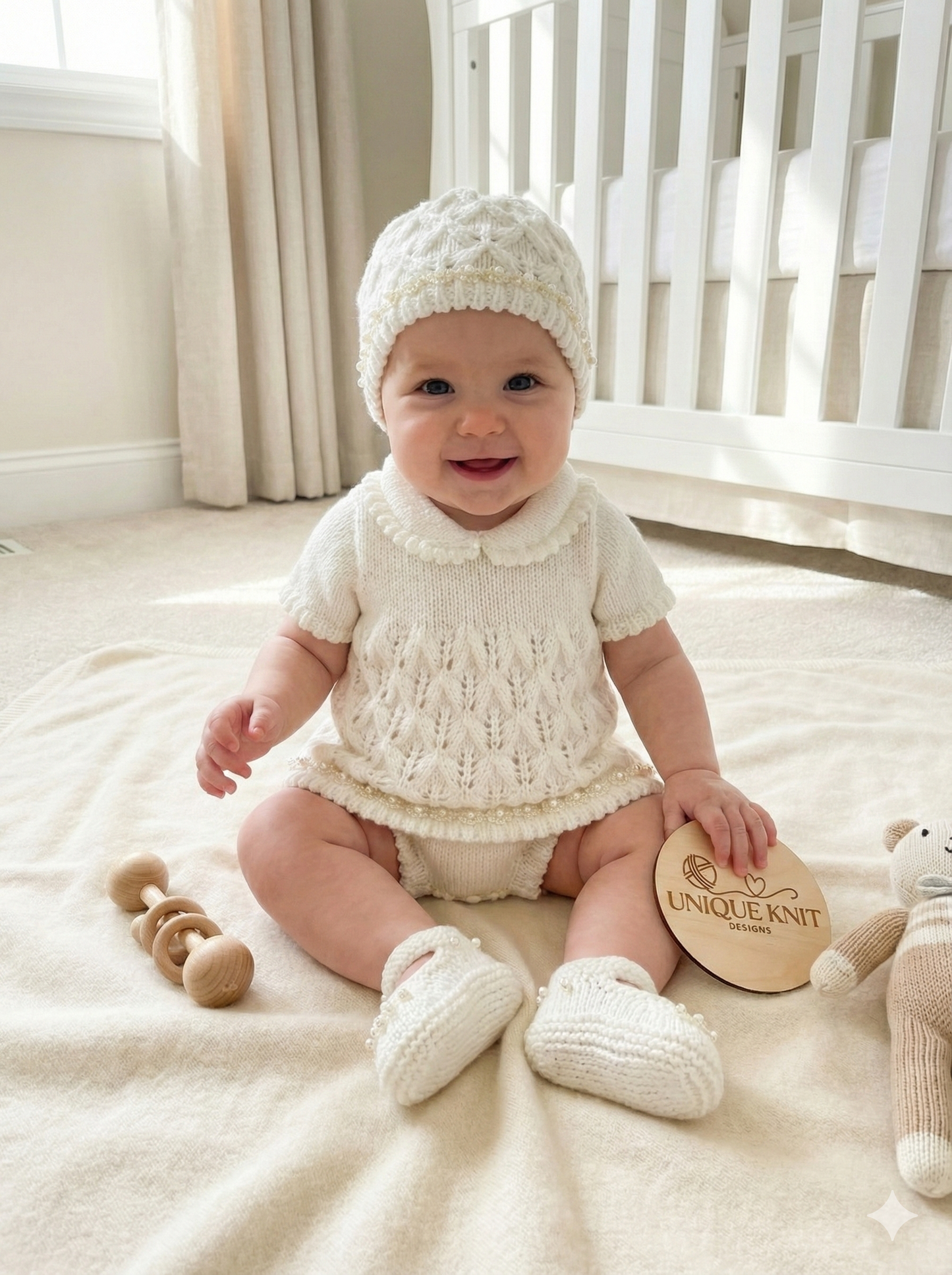 "Carnation ” Angel Set Knitting pattern for Reborn doll 16 -22” or 0-3 Mth Old Baby