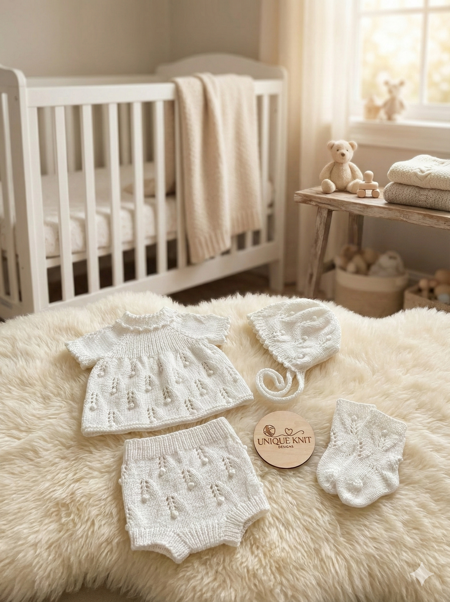"Paris” Angel Set Knitting pattern for Reborn doll 16 -22” or 0-3 Month Old Baby