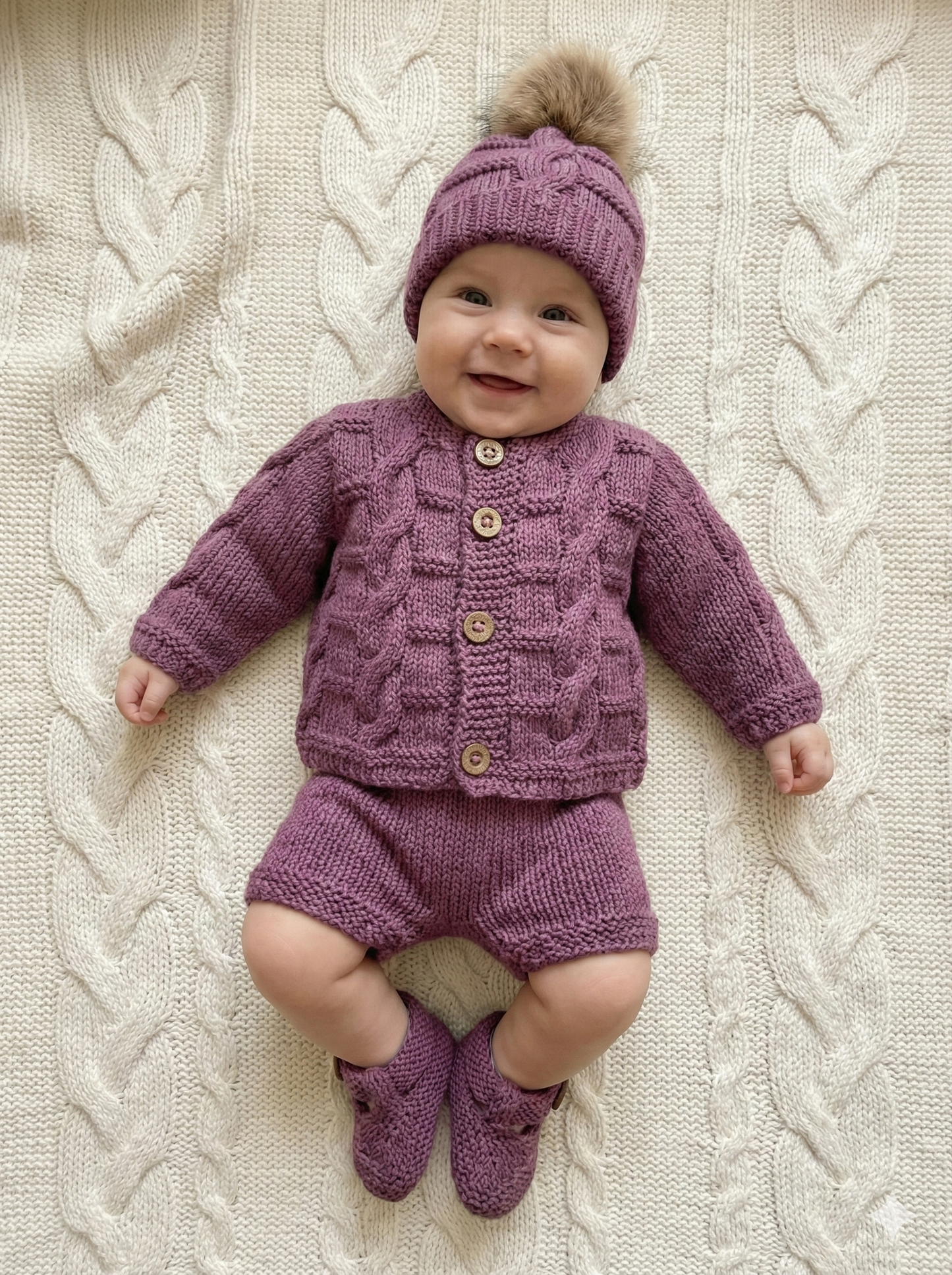 "Poppy ” 4 Piece Set Knitting pattern for Reborn doll 16 -22” or 0-3 Mth Old Baby