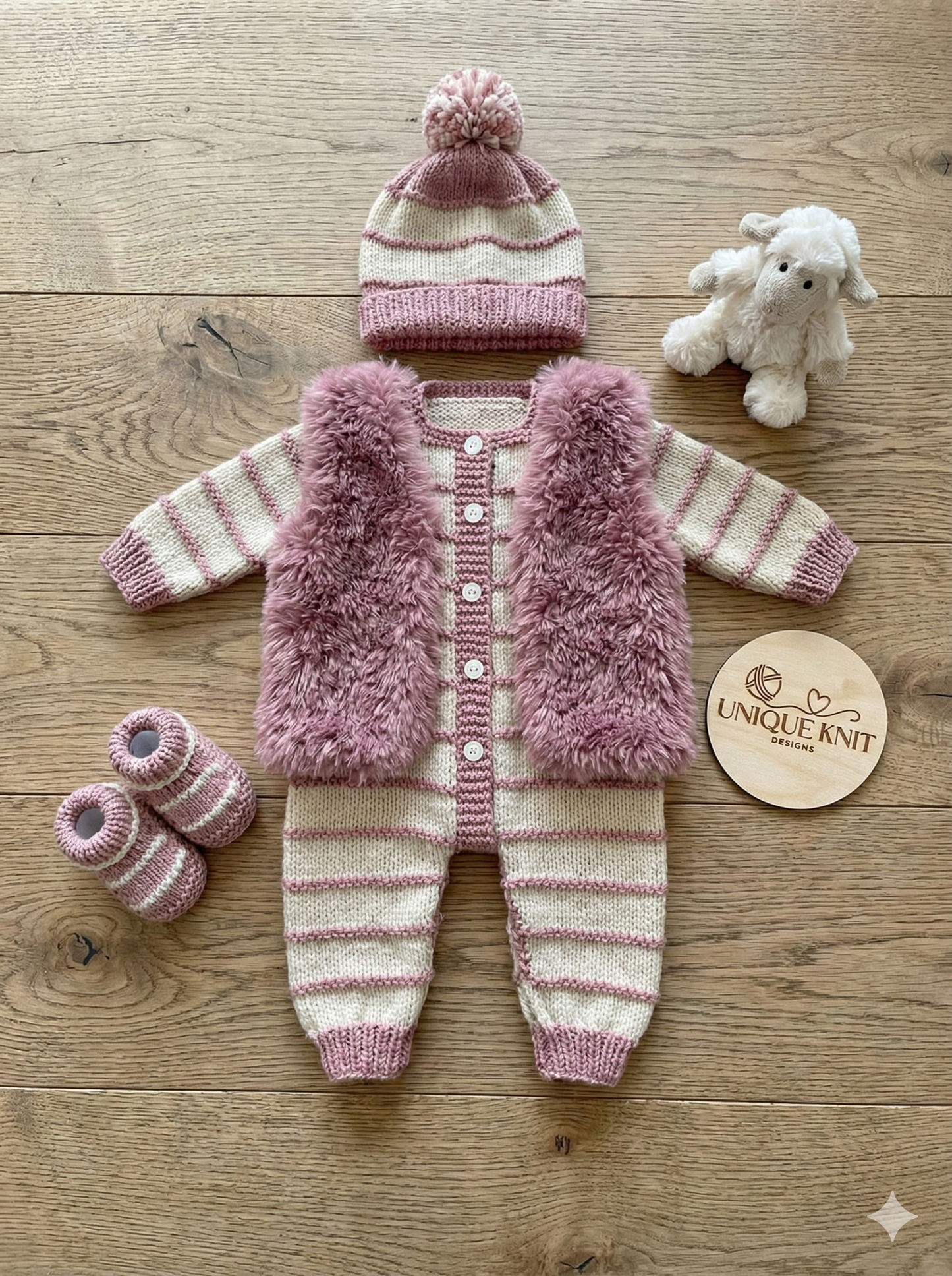 "Garnet” 4 Piece Set Knitting pattern for Reborn doll 18-22” or 0-3 Mth Old Baby