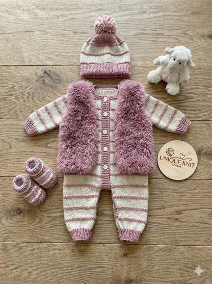 "Garnet” 4 Piece Set Knitting pattern for Reborn doll 18-22” or 0-3 Mth Old Baby