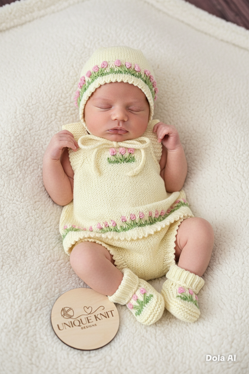 "Betsy” 4 Piece Knitting pattern set for Reborn doll 16 -22” or 0-3 Month Old Baby