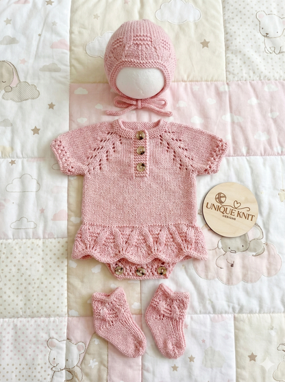 "Venice" Romper knitting pattern for reborn doll 16-22" or 0-3 Month old baby