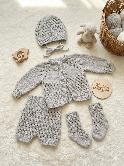 "Truffle” 4 Piece Set Knitting pattern for Reborn doll 16-22” or 0-3 Month Old Baby