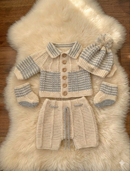 "Nathan” 4 Piece set knitting pattern for reborn doll 16-22" or 0-3 month old baby