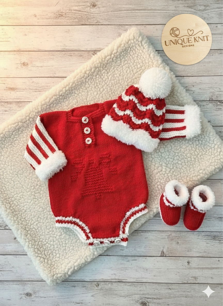 "Jingle Bells” Romper Knitting pattern for Reborn doll 16 -22” or 0-3 Month Old Baby