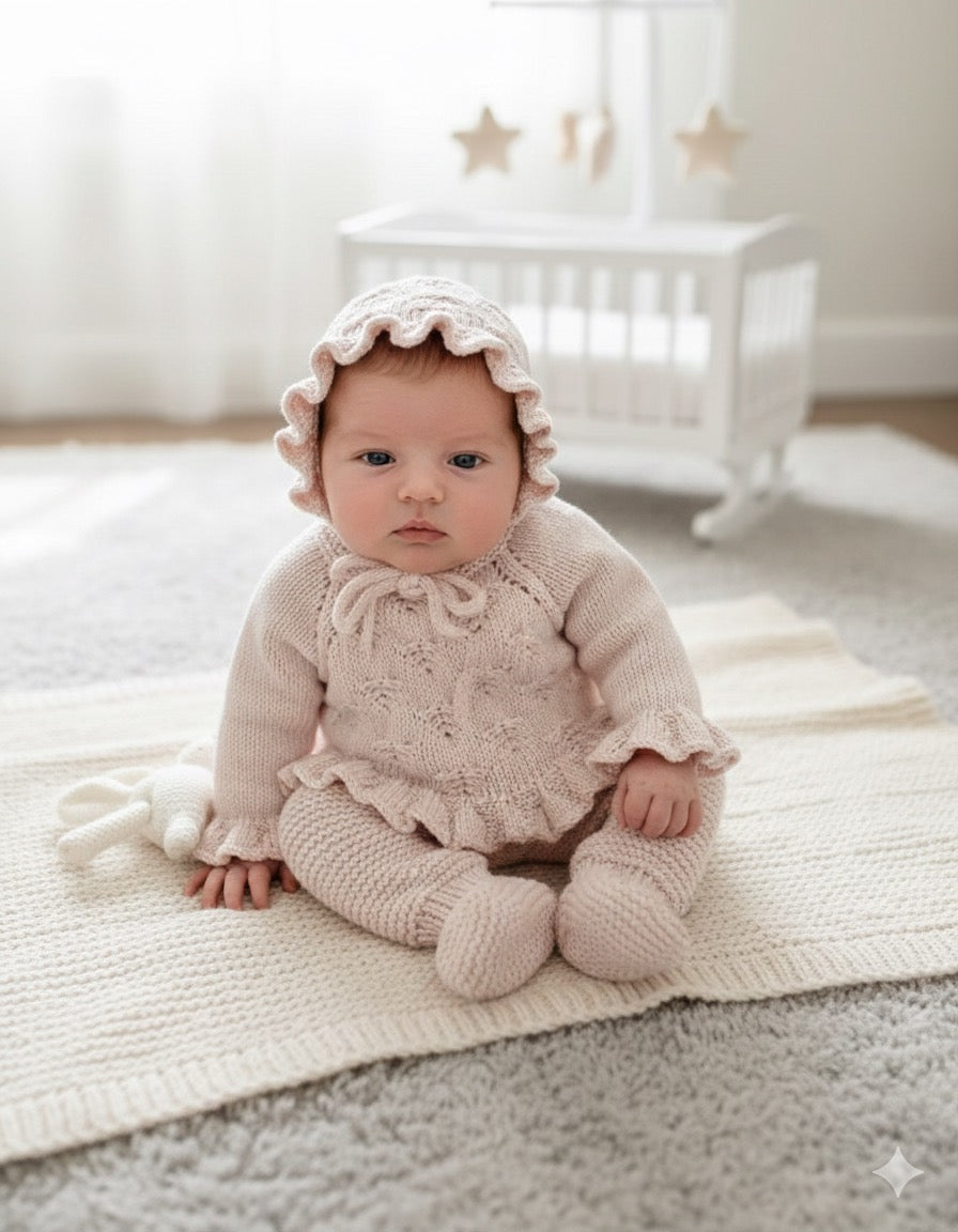 "Jade” 3 piece set knitting pattern for reborn doll 16-22" or 0-3 month old baby