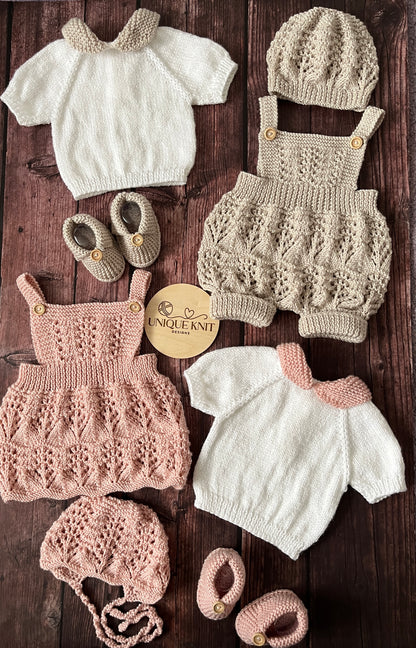 "Tim & Kim ” Multi Piece  twin set knitting pattern for reborn doll 16-22" or 0-3 month old baby