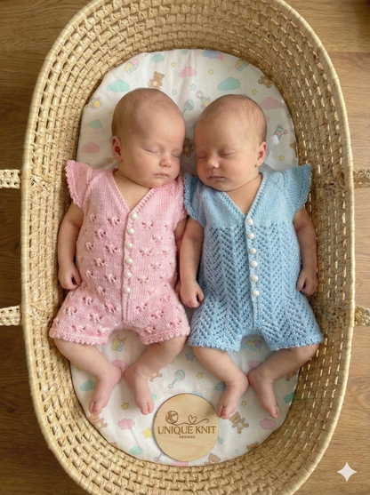 "Victoria" Playsuit knitting pattern for reborn doll 16-22" or 0-3 Month old baby