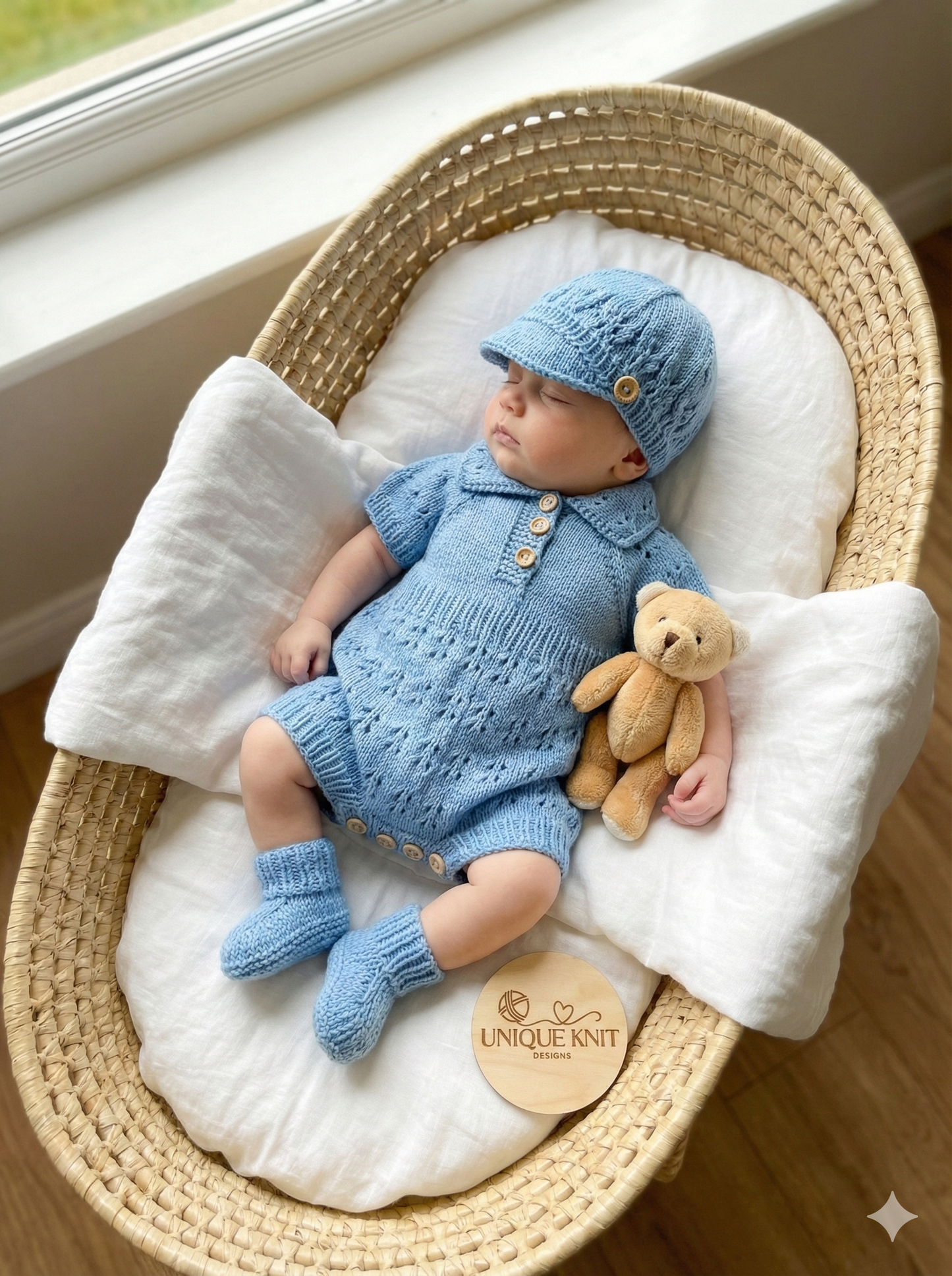"Lotus ” Romper Knitting pattern for Reborn doll 16 -22” or 0-3 Mth Old Baby