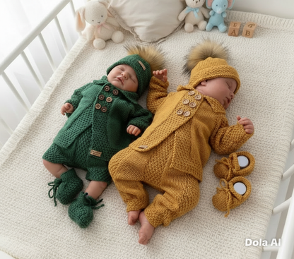 "Walnut” 4 piece knitting pattern set for a reborn doll 16 -22” or 0-3 Month Old Baby