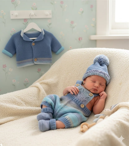 "Capri ” 4 Piece Set Knitting pattern for Reborn doll 16-22” or 0-3 Mth Old Baby