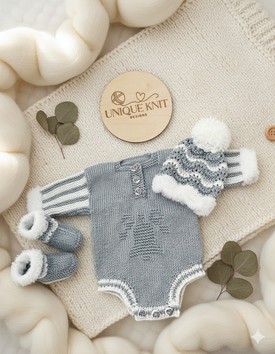 "Jingle Bells” Romper Knitting pattern for Reborn doll 16 -22” or 0-3 Month Old Baby