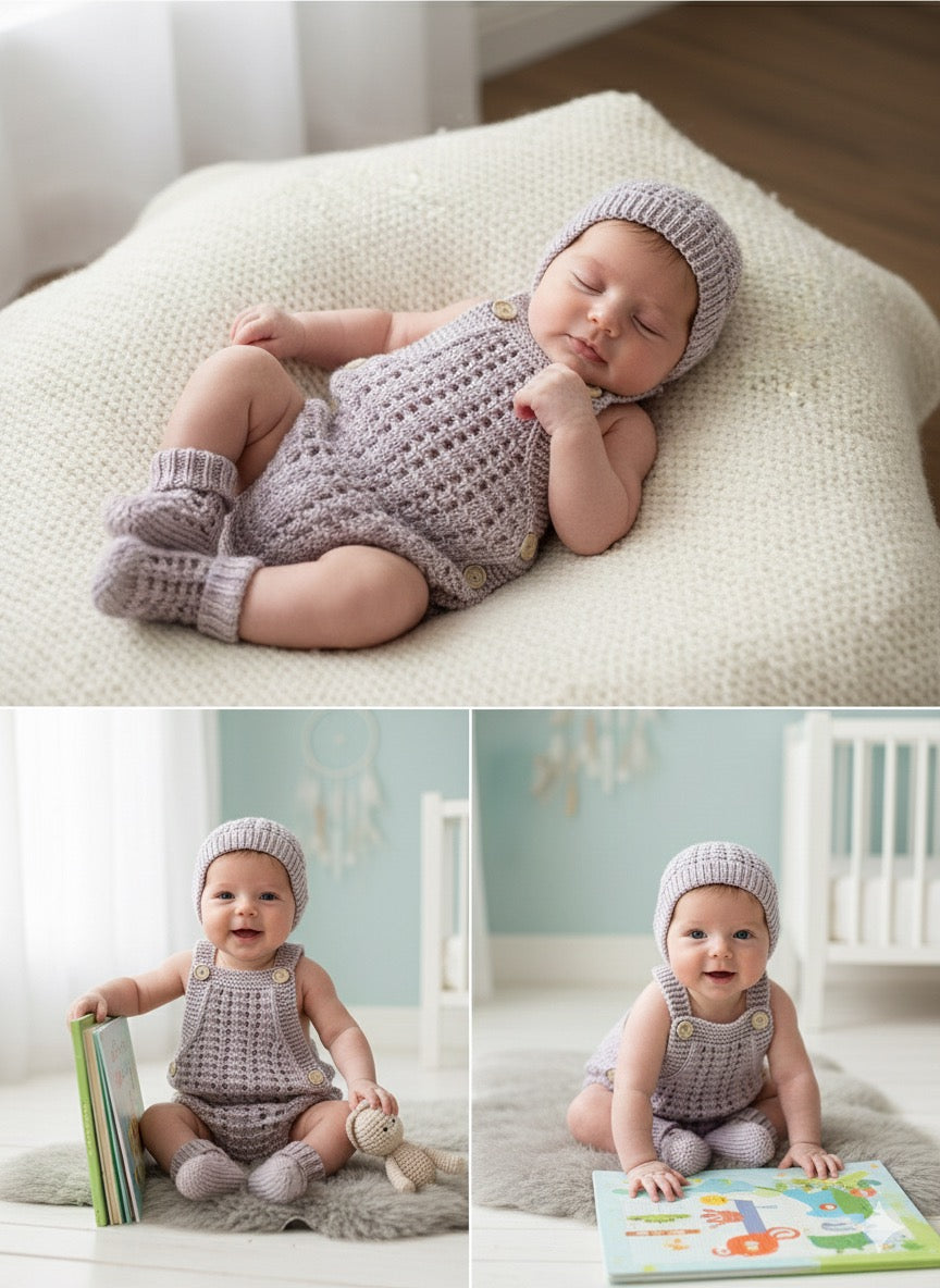 "Autumn” Romper Knitting pattern for Reborn doll 16 -22” or 0-3 Month Old Baby
