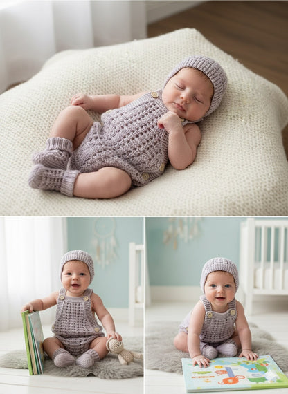 "Autumn” Romper Knitting pattern for Reborn doll 16 -22” or 0-3 Month Old Baby