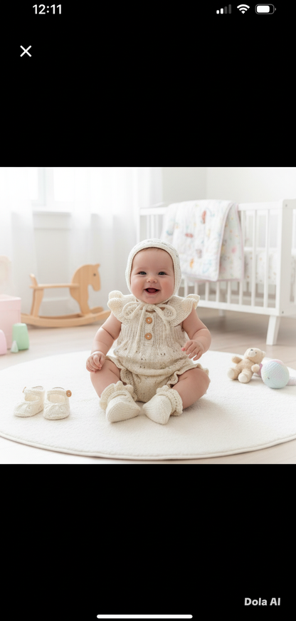 "Treacle” Romper Knitting pattern for Reborn doll 16 -22” or 0-3 Month Old Baby