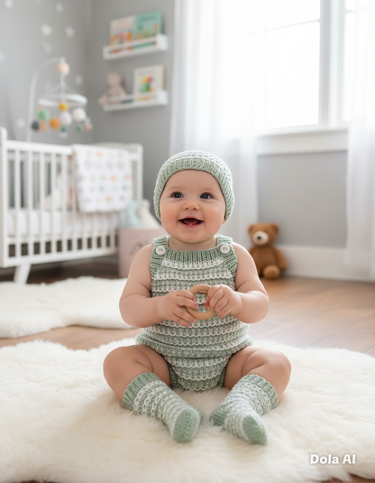 "Kiwi” Romper Knitting pattern set for Reborn doll 16 -22” or 0-3 Month Old Baby