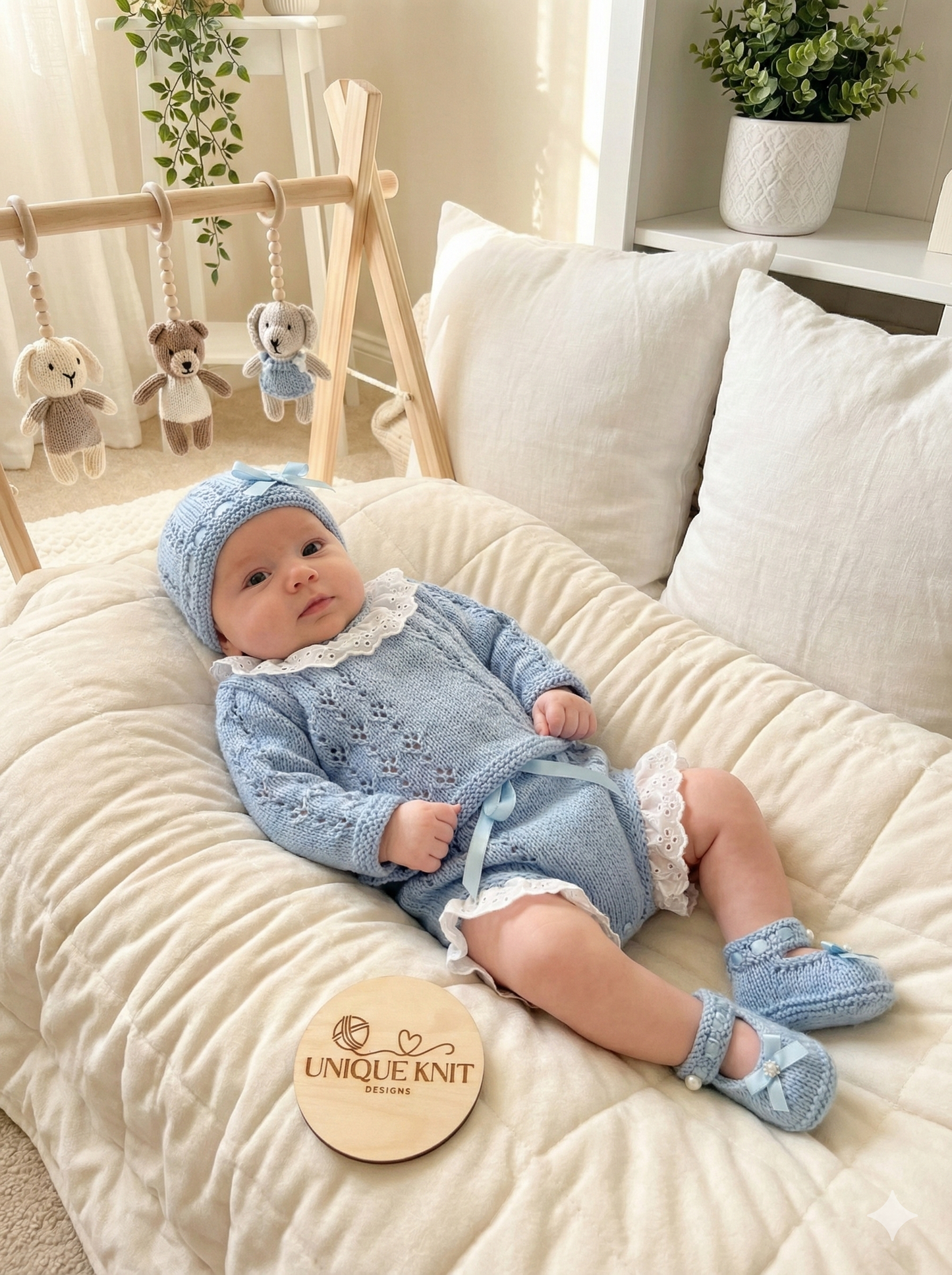 "Dahlia ” Angel Set Knitting pattern for Reborn doll 16 -22” or 0-3 Mth Old Baby