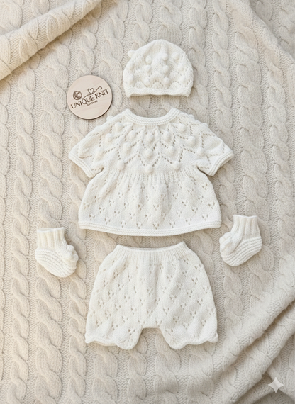 "Dewdrop” multi Piece Knitting pattern set for Reborn doll 16 -22” or 0-3 Month Old Baby
