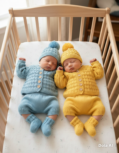 "Tate & Kate” 4 Piece Set Knitting pattern for Reborn doll 16-24” or 0-6 Mth Old Baby