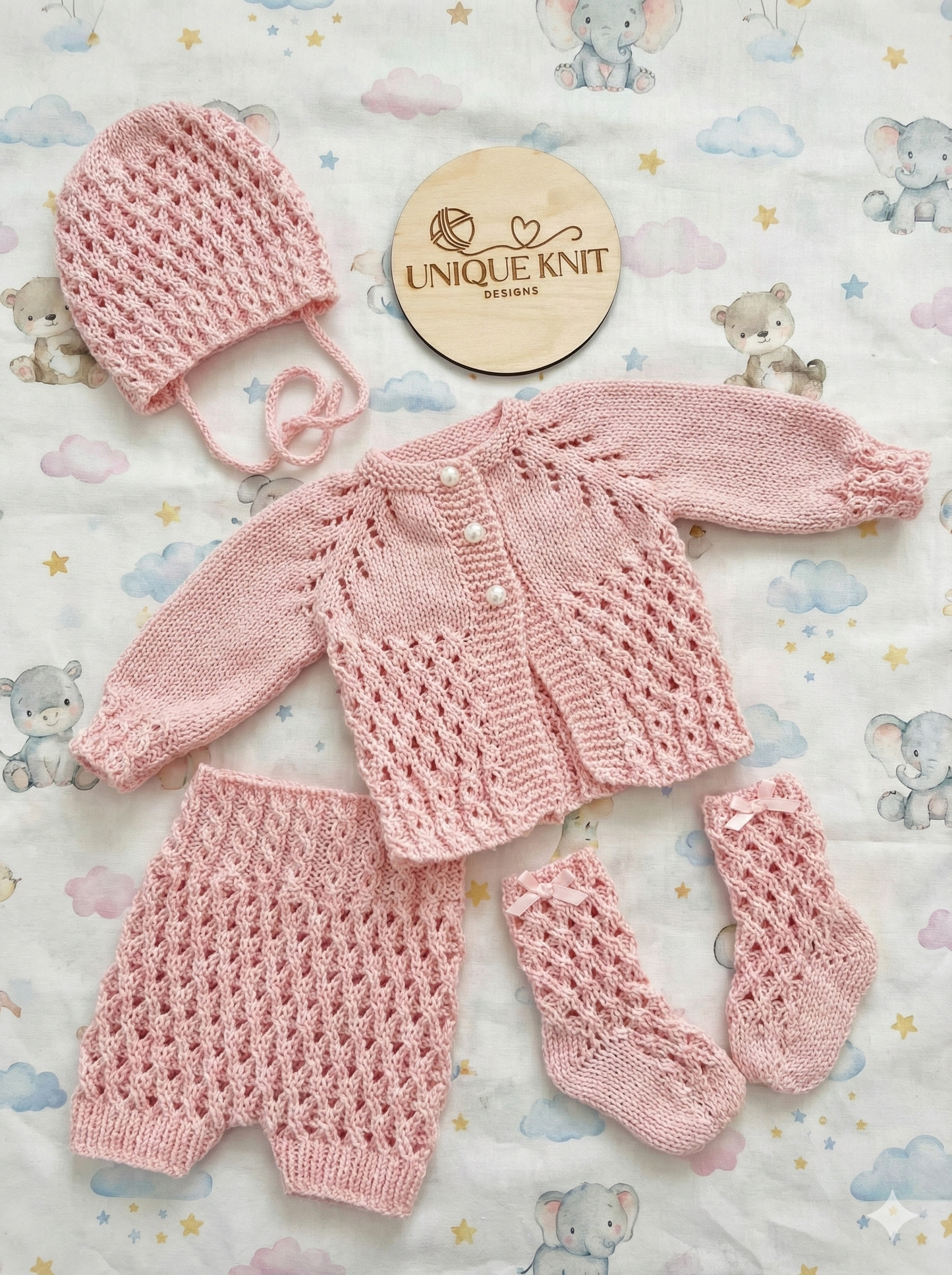 "Truffle” 4 Piece Set Knitting pattern for Reborn doll 16-22” or 0-3 Month Old Baby