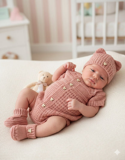 "Mango" Romper knitting pattern for reborn doll 16-22" or 0-3 Month old baby