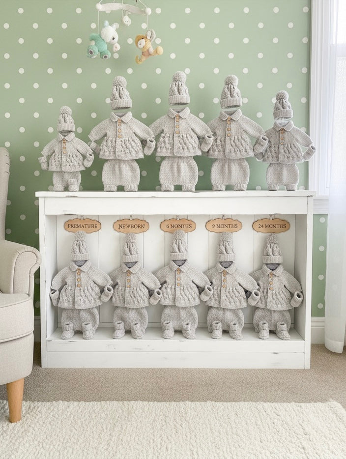 "Blueberry” 5 Piece set - 8 sizes from premature to 24 Month old baby