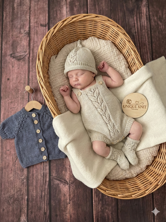 "Fern” 4 Piece Knitting pattern set for Reborn doll 16 -22” or 0-3 Month Old Baby